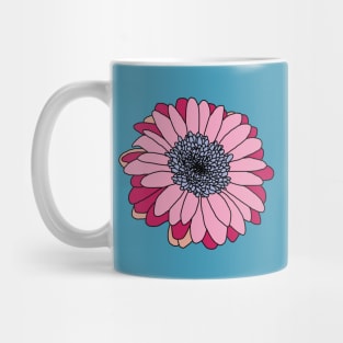 Pink and Blue and Black Flower Drawing Mug